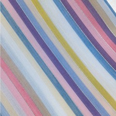 Vintage Pastel Rainbow Stripes Fabric with Metallic Silver, Cute Kawaii Fabric