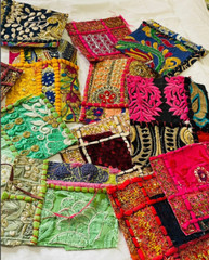 Vintage handstitched Embroidered Fabric Scraps Junk Journal cover scraps
