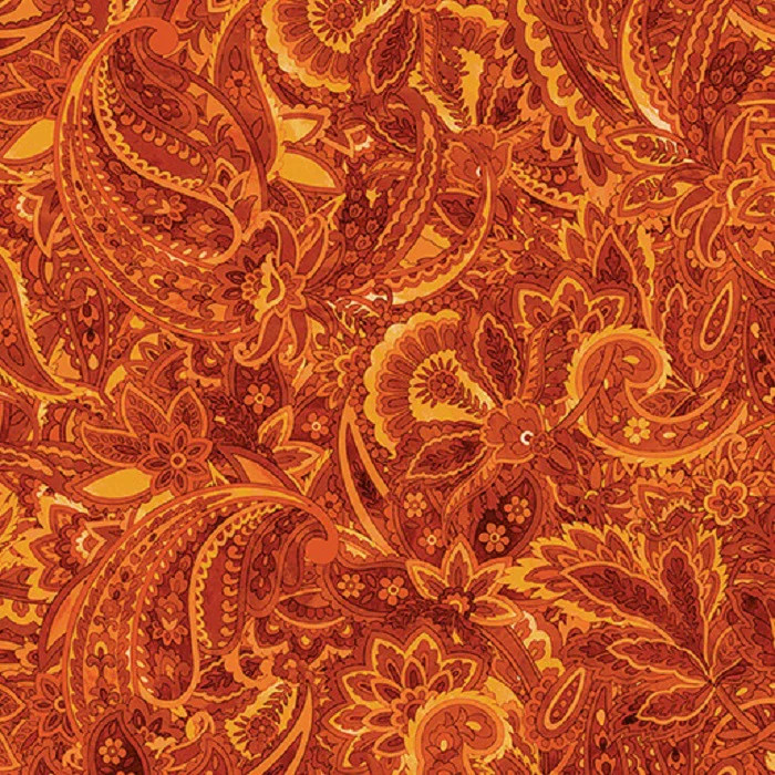 BENARTEX – Harvest Beauty By Kanvas Studio – Paisley Scroll – Pumpkin ,1/4 yard