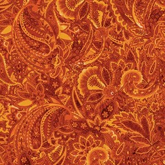 BENARTEX – Harvest Beauty By Kanvas Studio – Paisley Scroll – Pumpkin ,1/4 yard