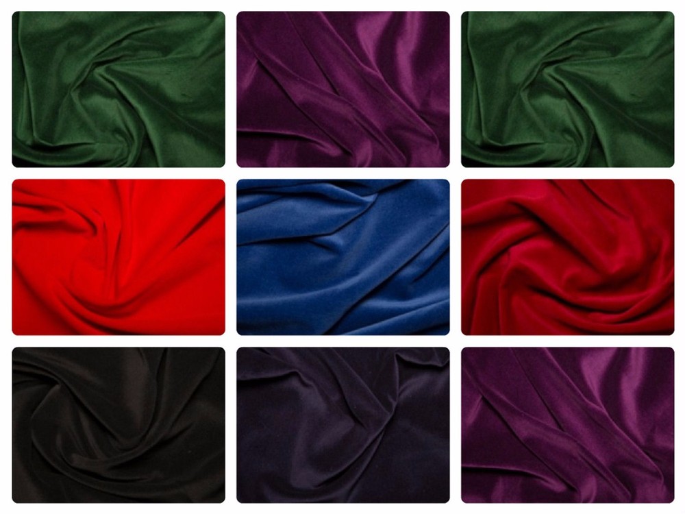 Premium 100% Cotton Velvet Fabric Material – 112cm (44″) wide, 7 Colours