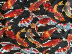 Hoffman Int Kimono Collection Cotton Fabric Asian Goldfish 4 Yd Metallic OOP