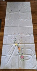 Vtg Embroidered Floral Fabric White 36″ W x 94″ L Rosa’s Phillippine Handicrafts