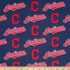 MLB CLEVELAND INDIANS BASEBALL TEAM BLUE 100% cotton fabric material BTHY 60″ W