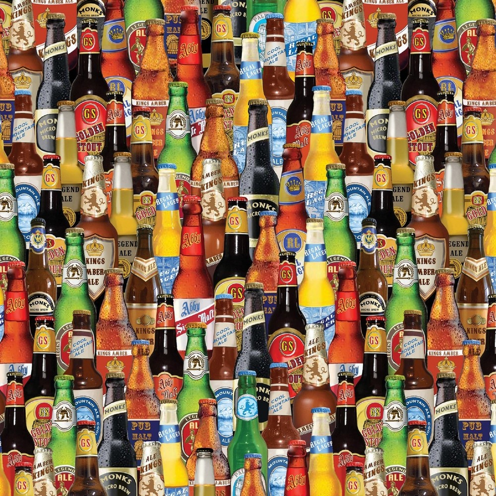 Beer Bottles Stacked-Benartex Fabrics-BTY