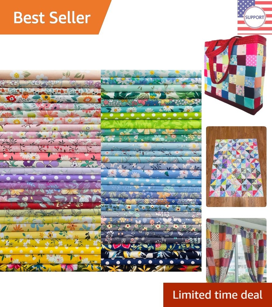 Pre-Cut Floral Fabric Squares 10×10 – 50 Unique Patterns for Stylish Crafts