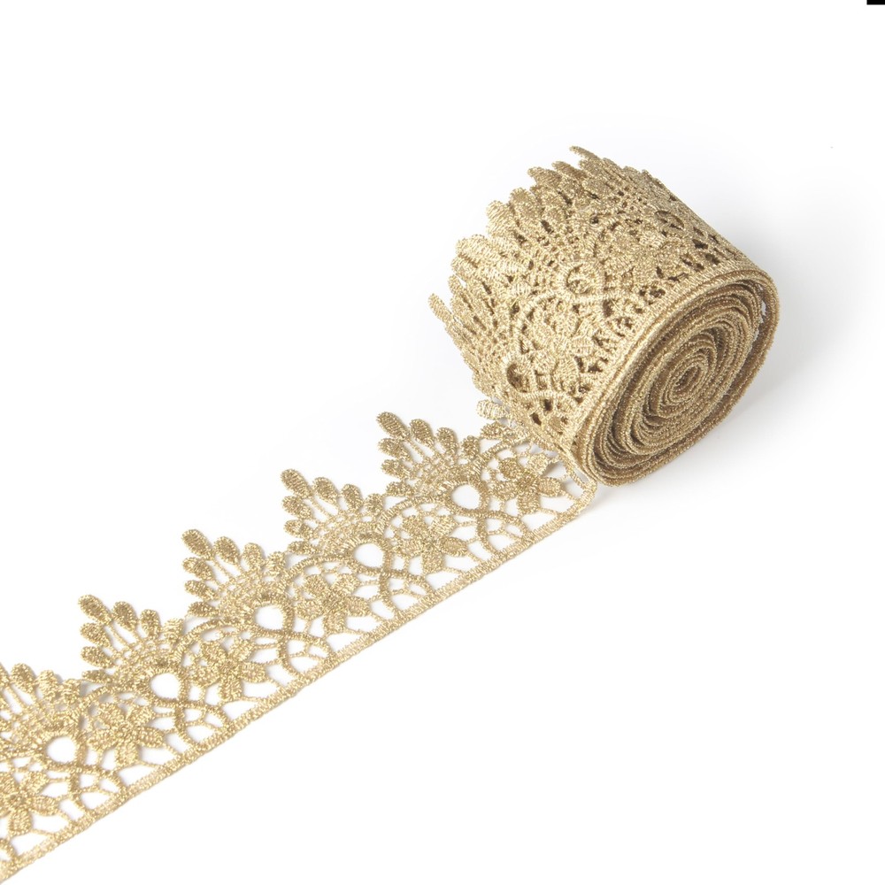 2.1 Inch 5 Yards Lace Edge Trim Gold for Sewing Fabric DIY Craft Clothes Curt…