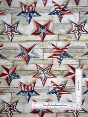 Patriotic Farmhouse Stars Fabric Star Wood Slat Background Cotton By The Yard