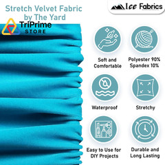 Ice Fabrics Stretch Velvet Fabric by The Yard – 60″ Wide Soft 1 Yard, Black