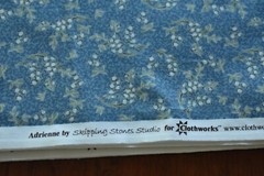 By 1/2 Yd, Green Floral on Blue Quilt Cotton, Clothworks/Skipping Stone, N5368