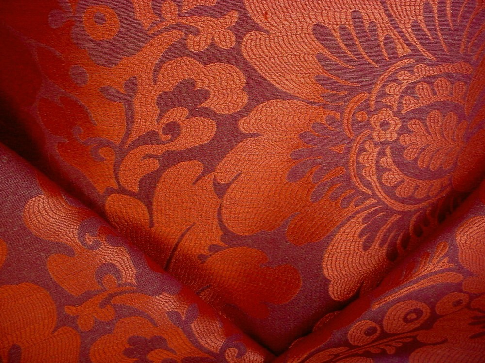 1-5/8Y Mulberry FD624 Lombard Damask Spice Red Plum Floral Upholstery Fabric