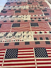 Vintage Patriotic Eagle Flag Fabric So proudly we hail 4th of July by the yard