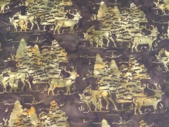 By 1/2 Yd Bali Batiks Cotton Quilt Store Fabric Deers Trees Fawns Hunting Brown