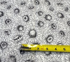SUNFLOWER SUNFLOWERS BLACK WHITE 1 yard 100% Cotton Fabric Free Ship SBX1
