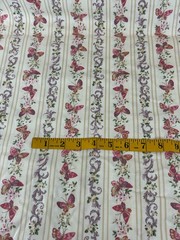 Lady Elizabeth Floral Filigree Butterflies Wallpaper Stripe Fabric 3 yds Kaufman