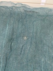 Antique Japanese Hand Spun Fine Hemp Kaya Mosquito Net Turquoise Seamless 70″