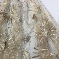 Sequin Star Mesh Lace Fabric Sheer Wedding Dress Skirts Sew Cloth Curtain Craft
