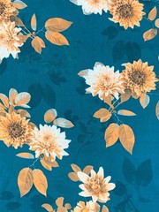 Forest Green Floral Cotton Hanako Digitally Printed Sateen Summer By the Yard