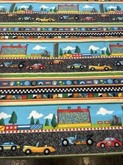 100% Cotton Fabric VROOM! By Avlyn, Vintage, 2 Yds & 15” -Good Unused Condition