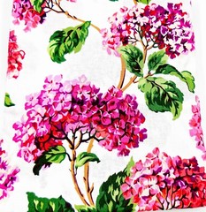 Purple Lilacs Fabric,Cotton,72″x45″,White,Purple Lilacs,Leaves,Polyester,Jo-anns