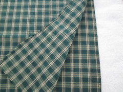 VTG Green & Tan Plaid Striped Homespun Fabric Remnant, 26″ W. x 1 YD +16″
