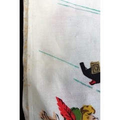 Vtg 1950s Peter Pan Neverland Barkcloth Fabric 61×44 MCM Rare Novelty Textile
