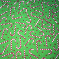 Christmas Holiday Fabric Cotton 44in W X 3 yds Green Candy Cane Pattern