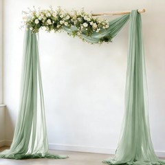 MLMW Sage Green Wedding Arch Draping Fabric 1 Panel 29″ x 20Ft Sheer Wedding …
