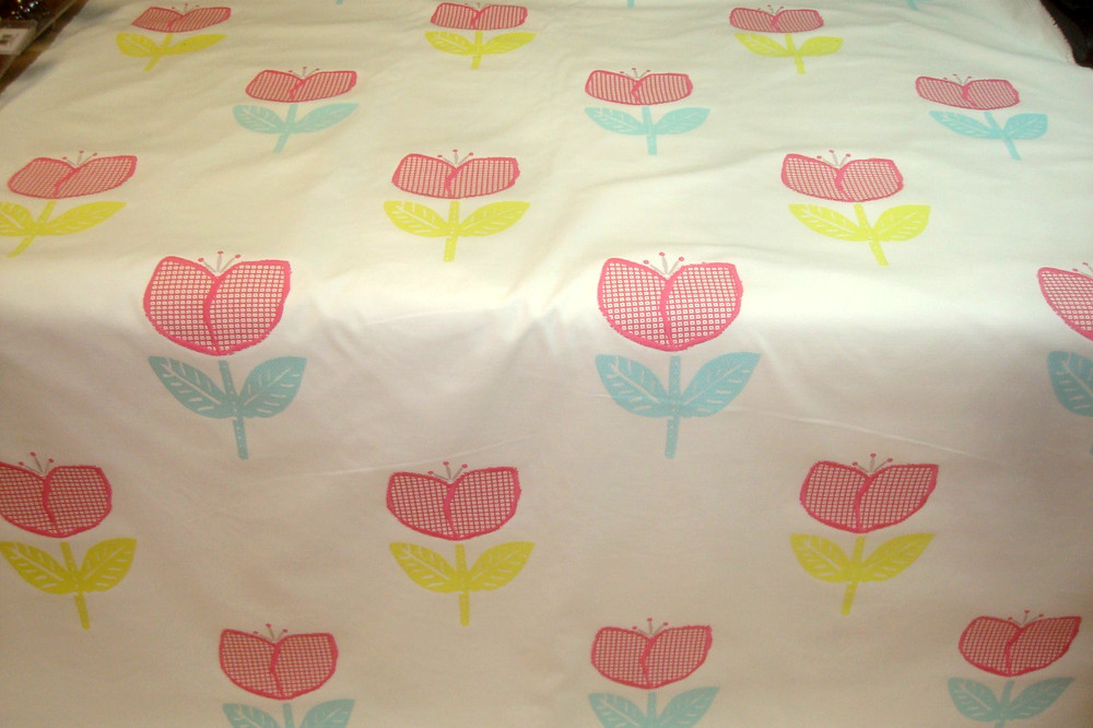 2.66 Yds Clarke & Clarke Fabric Ava Pink F0663 Embroidered Tulips Upholstery
