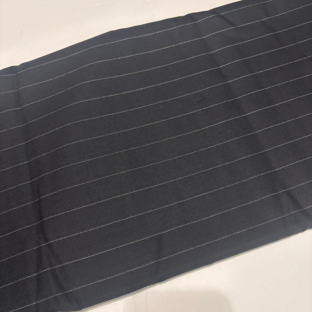 Black Pinstripe Shirting Weight Wool Fabric 2.5 Yds 60″ Wide Suiting Material