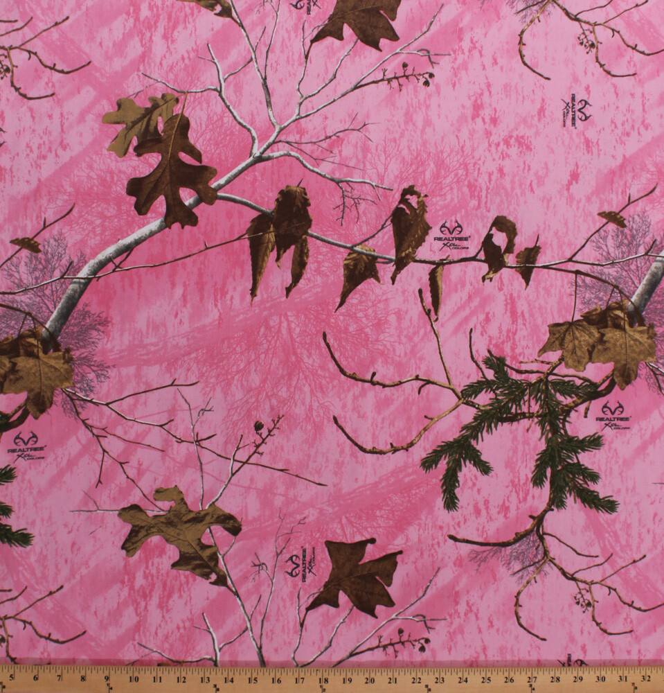 Realtree Xtra Pink Camouflage Pink Cotton/Poly Twill Fabric by the Yard A509.15