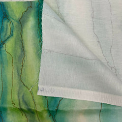 JF Performance Fabric Blue Green Wave Watercolor Soil Stain Resistant 2 x 1.9 Yd
