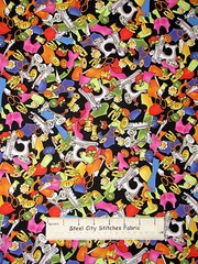 Loralie Sew Fabulous Notions Button Toss Cotton Fabric Kaleidasew Black YARD