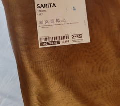 Ikea Sarita Brown Gold Sheer Polyester Voile Fabric Sold By 2 Yards Machine Wash