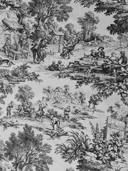 Fabric by the meter and tablecloths | Toile de Jouy model 2 various colors | height 305cm
