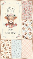 Timeless Treasure Till The Cows Come Home Highland Cow Fabric Panel 24″ X 44″