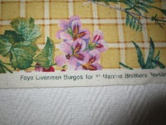 3120. Vtg Faye Liverman Burgos FLORAL BOUQUET CHECK Cotton FABRIC-44″ x 4.5 yds.