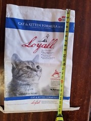 Empty Cat Kitten Feed Woven Plastic Bag Sack Loyal Crafts Art Repurpose