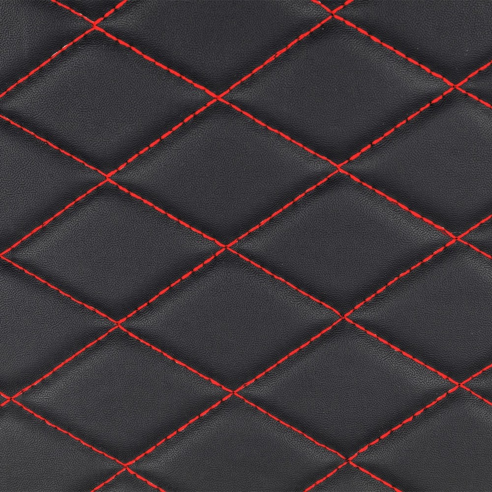 Quilted Leather Fabric w/ Foam Waterproof Car Headliner Upholstery Black Red
