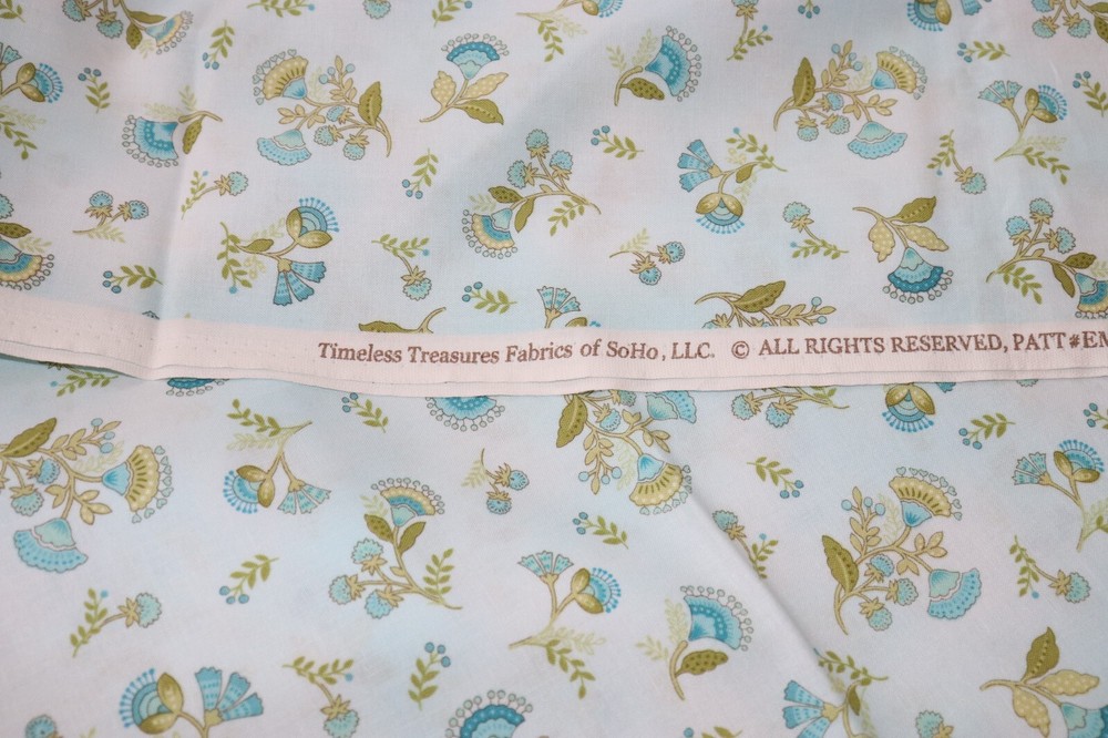 Emma Blue Floral Timeless Treasures Fabrics of SoHo Cotton Fabric
