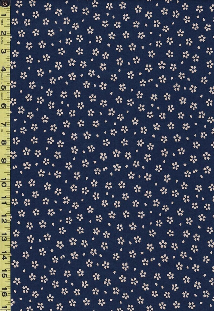 SALE – SEVENBERRY Floating Tan Blossoms -SB-88220D5-3-Indigo (Navy) -By the Yard