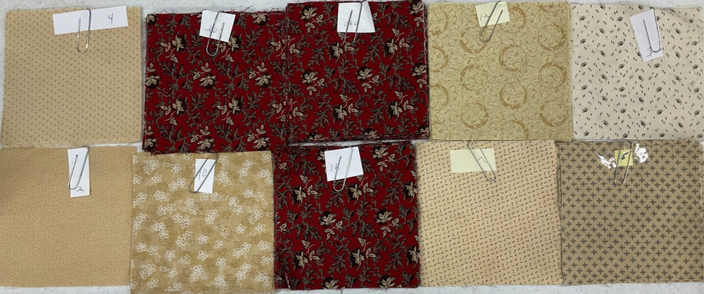 5 1/2″ x 5 1/2″ SQUARES -PACK 2-BURGUNDY & BEIGE COTTON QUILTING SQUARES- 99 PCS
