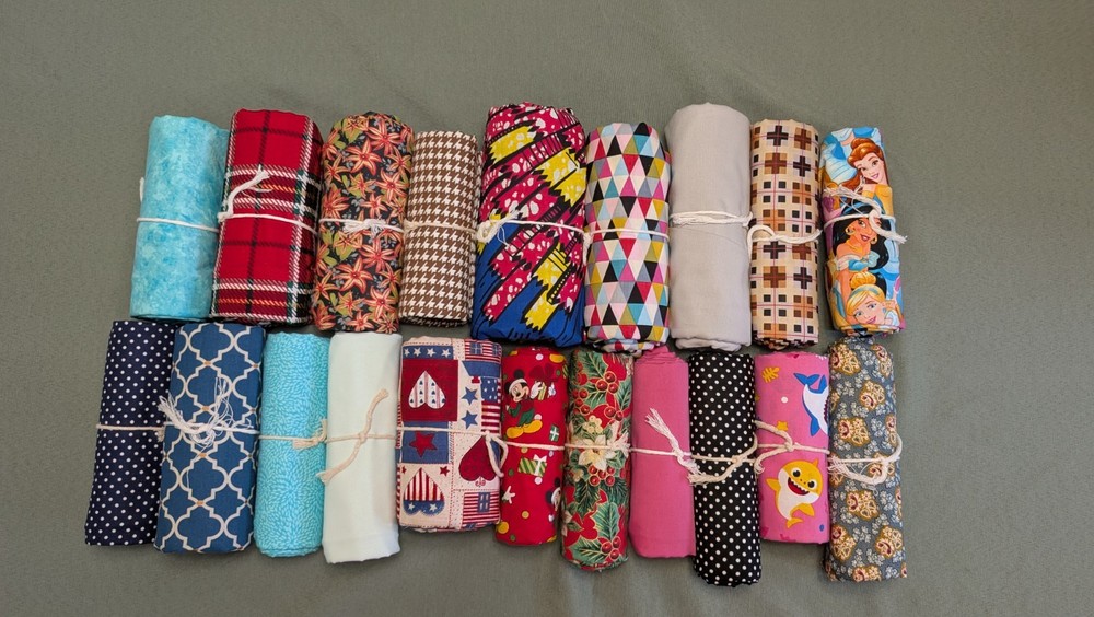 New Fabric Variety Box. 20+ Yards Assorted Cotton Fabric Pieces. No Scraps R182