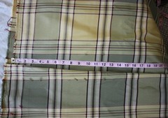 Shiny Plaid Drapery Fabric Remnant. Multicolor / Green 36″ x 250″