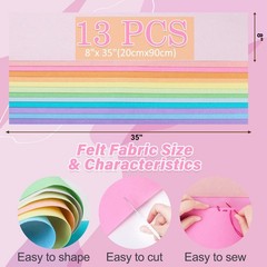 13 PCS Spring Colorful Large Stiff Felt Fabric Sheets 8×35 Inch 1.2mm Thick