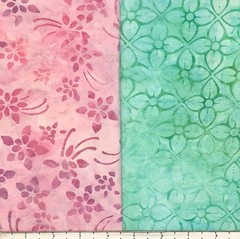Lot 10 Fat Quarters Magenta & Mint Batik Lunn Fabric FQ Pack 100% Cotton Pink