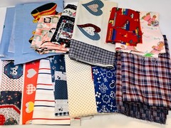 Large Fabric Lot Country Crafts DIY Decor BIN F