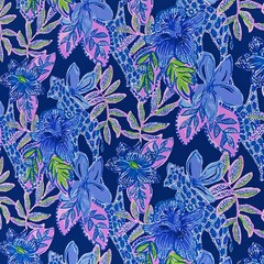 Lilly Pulitzer Cotton Poplin Fabric Macaw Blue Tall Me About It 36″ x 57″