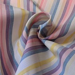 Vintage Pastel Rainbow Stripes Fabric with Metallic Silver, Cute Kawaii Fabric