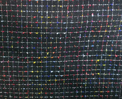 Thick Woven Black Fabric Windowpane Grid Small Raised Colored Dots 2 Yards x56″